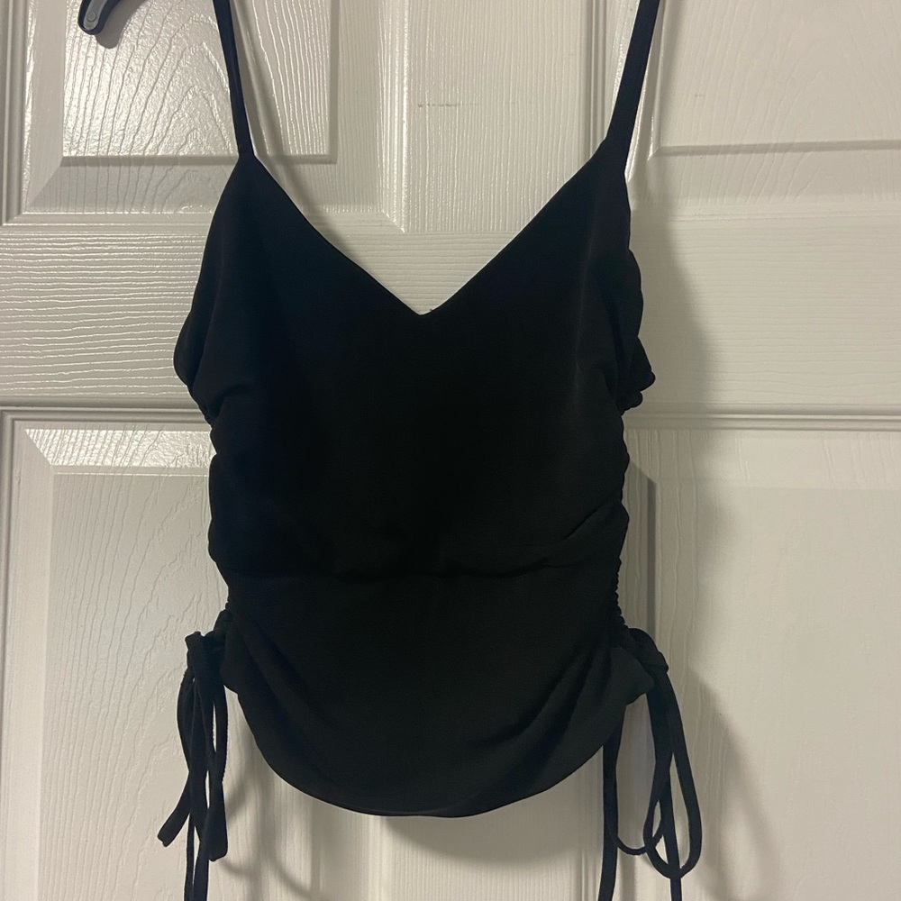 Zara black crop tie tank